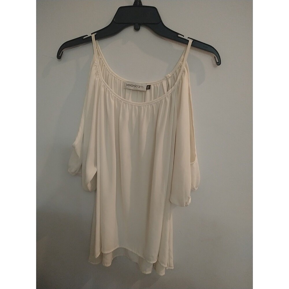 Veronicam Cold Shoulder Blouse Cream Xs boho Cottage Core Feminine